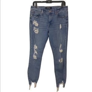 Express Distressed Skinny Jeans.
